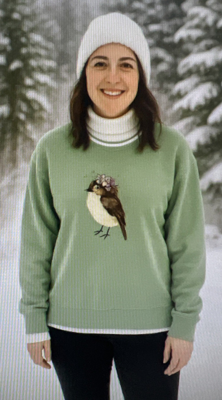 Bua Bue XXL Green Christmas Bird Sweatshirt Top Shirt Cozy Grannycore vintage